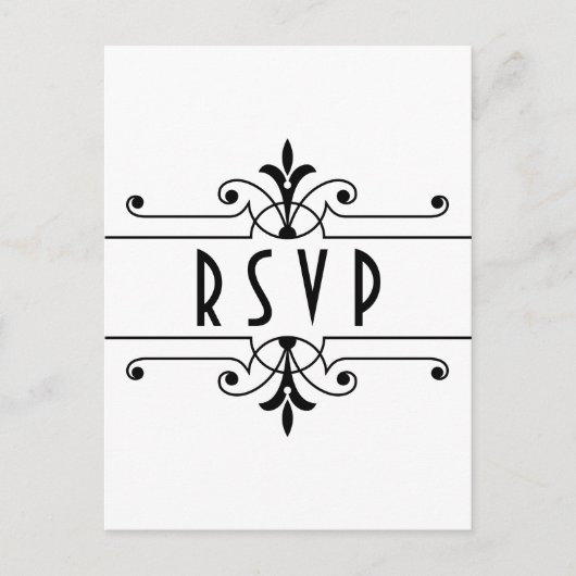 Ebony v2 Fancy ornamental RSVP Briefkaart (Voorkant)