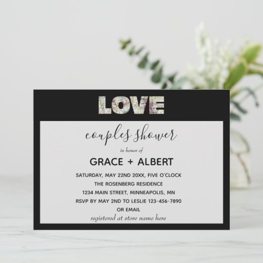 Ebony Vanilla Strawberry Hydrangeas Couples Shower Kaart (Staand voorkant)