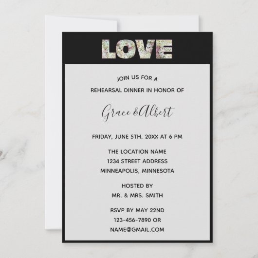 Ebony Vanilla Strawberry Hydrangeas Rehearsal Kaart (Voorkant)