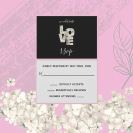 Ebony Vanilla Strawberry Hydrangeas RSVP-kaart RSVP Kaartje