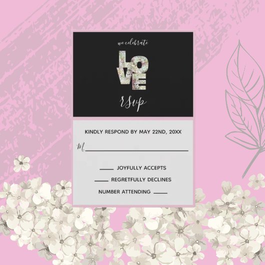 Ebony Vanilla Strawberry Hydrangeas RSVP-kaart RSVP Kaartje