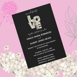 Ebony Vanilla Strawberry Hydrangeas Wedding Invite