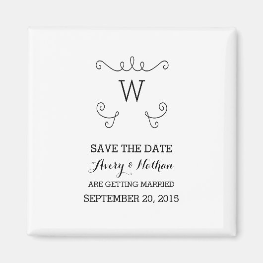 Ebony Whimsical Flourish Save the Date Magnet (Voorkant)
