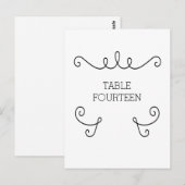 Ebony Whimsical Flourish Table Number Briefkaart (Voorkant / Achterkant)