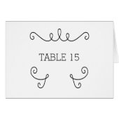 Ebony Whimsical Flourish Table Number Kaart (Voorkant Horizontaal)