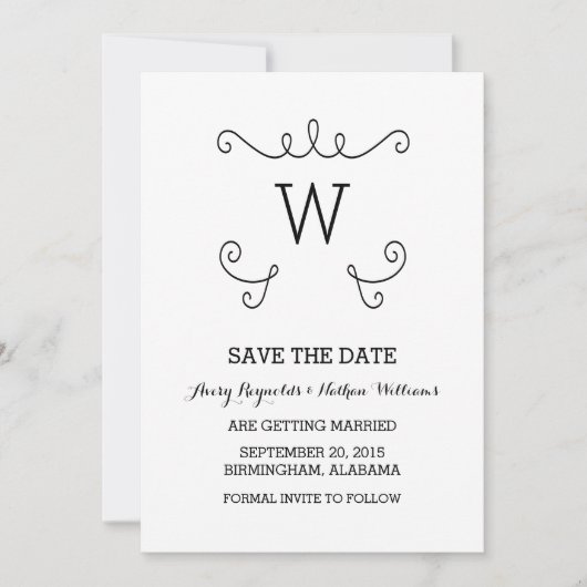 Ebony Whimsical Save the Date Invite Kaart (Voorkant)
