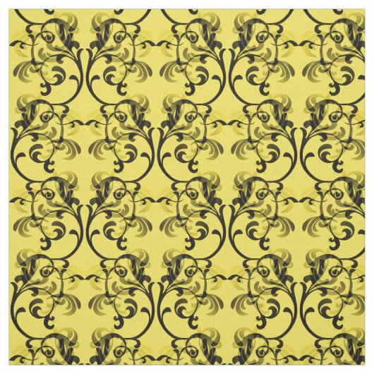 Ebony Yellow Parisian Damask Pattern Fabric Stof (Swatch)