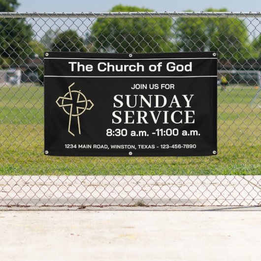 Ebony Zondagdienst Kerkbanner Met Uw Logo Spandoek (Insitu)