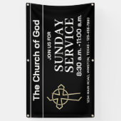 Ebony Zondagdienst Kerkbanner Met Uw Logo Spandoek (Verticaal)