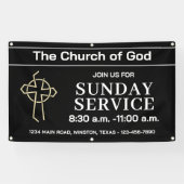 Ebony Zondagdienst Kerkbanner Met Uw Logo Spandoek (Horizontaal)