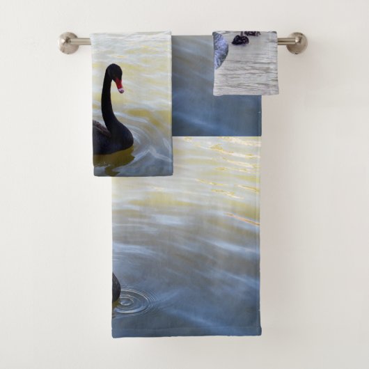 Ebony zwarte zwanen, badhanddoekset bad handdoek (Insitu)