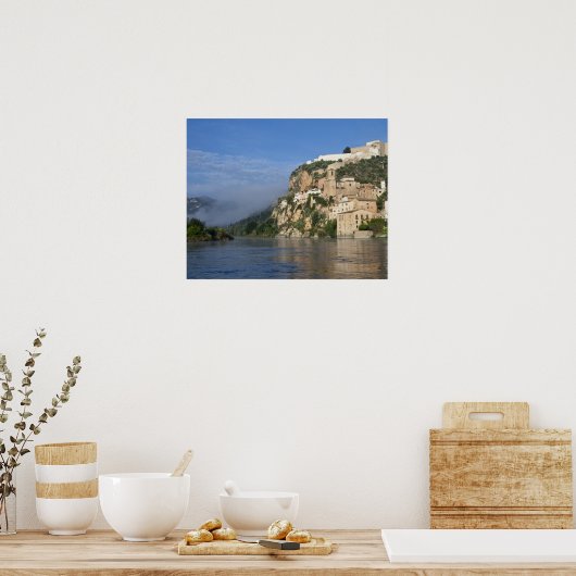 Ebro rivier (Ria Ebre); Templar castle; vroeg Poster (Keuken)