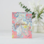 Ebru Art Pastel Abstract Feestdagenkaart (Staand voorkant)