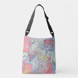 Ebru Art Pastel Abstract Marmer Crossbody Tas