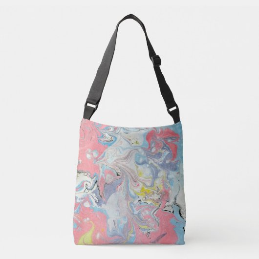 Ebru Art Pastel Abstract Marmer Crossbody Tas (Voorkant)