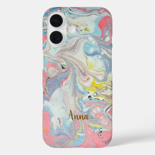 Ebru Kunst Pastel Abstract — iPhone 16 Hoesje
