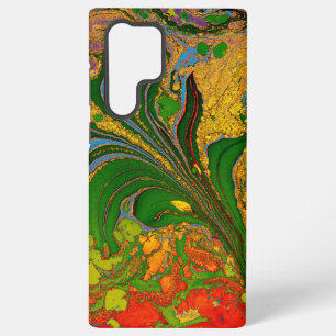 Ebru Marbling Bloemenpatroon Samsung Galaxy Hoesje