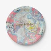 ​Ebru Pastel Abstract — Whimsical Paper Plates Papieren Bordje (Voorkant)