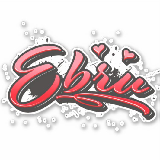 Ebru red Heart Graffiti Aufkleber Sticker (Voorkant)