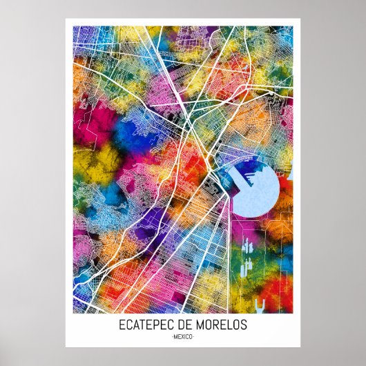 Ecatepec de Morelos Mexico City Kaart Poster (Voorkant)