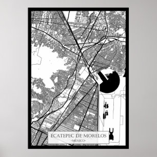 Ecatepec de Morelos Mexico-Stad Kaart Poster
