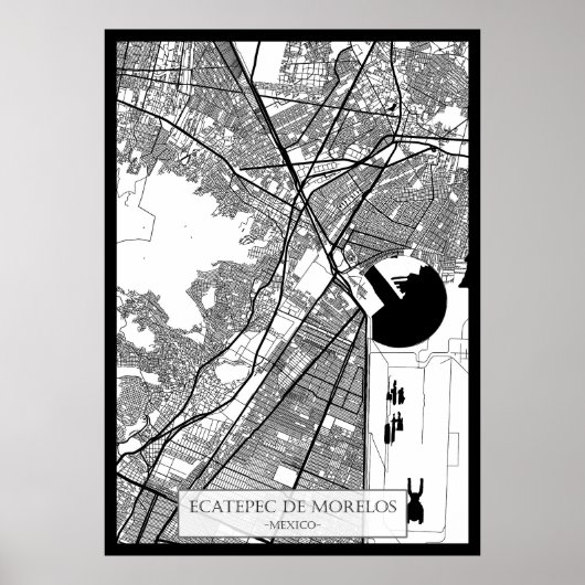 Ecatepec de Morelos Mexico-Stad Kaart Poster (Voorkant)