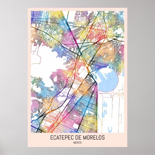 Ecatepec de Morelos Mexico-Stad Kaart Poster (Voorkant)