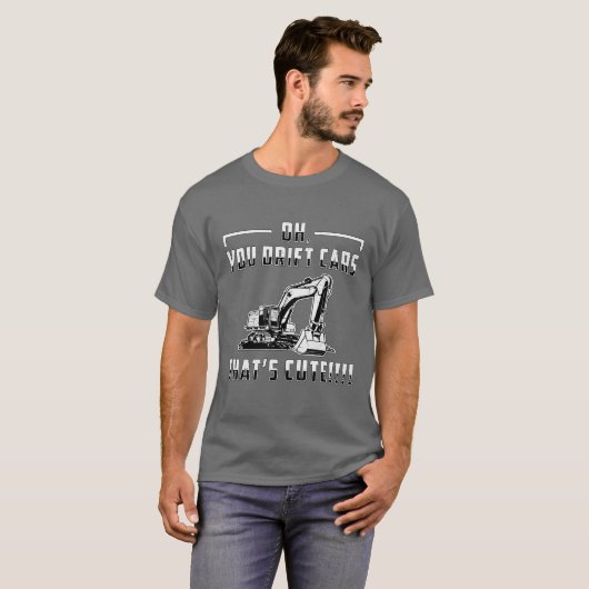 Ecavator Drift Cars Cute Dig Construction Worker g T-shirt (Voorkant volledig)