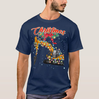 Ecavator-kerst, Ecavator met kerstlampjes T-shirt