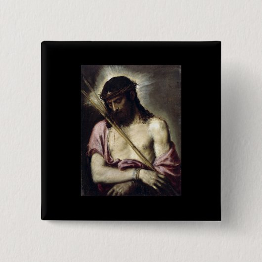 Ecce Homo - Titiaan - 1558 Vierkante Button 5,1 Cm (Voorkant)