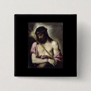 Ecce Homo - Titiaan - 1558 Vierkante Button 5,1 Cm