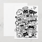 Eccentric groep van cartoonpersonages bedankkaart (Voorkant / Achterkant)