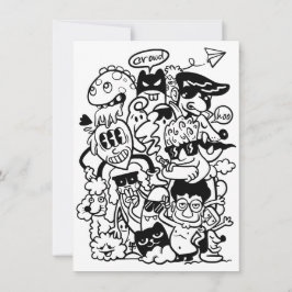Eccentric groep van cartoonpersonages bedankkaart