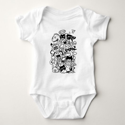 Eccentric groep van cartoonpersonages romper (Voorkant)