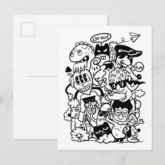 Eccentric groep van cartoonpersonages uitnodiging briefkaart (Voorkant / Achterkant)