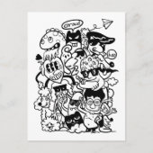 Eccentric groep van cartoonpersonages uitnodiging briefkaart (Voorkant)