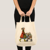 Eccentrieke vrouw met winkelwagen tote bag (Voorkant (product))