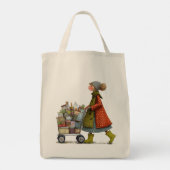 Eccentrieke vrouw met winkelwagen tote bag (Achterkant)