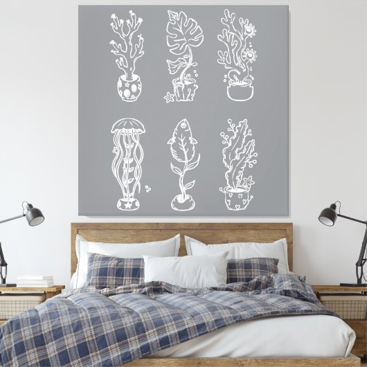 Eccentrische botanische canvas afdruk (Insitu (Slaapkamer))