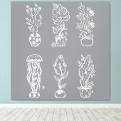 Eccentrische botanische canvas afdruk (Insitu (Houten vloer))
