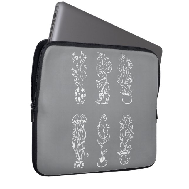 Eccentrische botanische laptop sleeve (Voorkant Rechts)