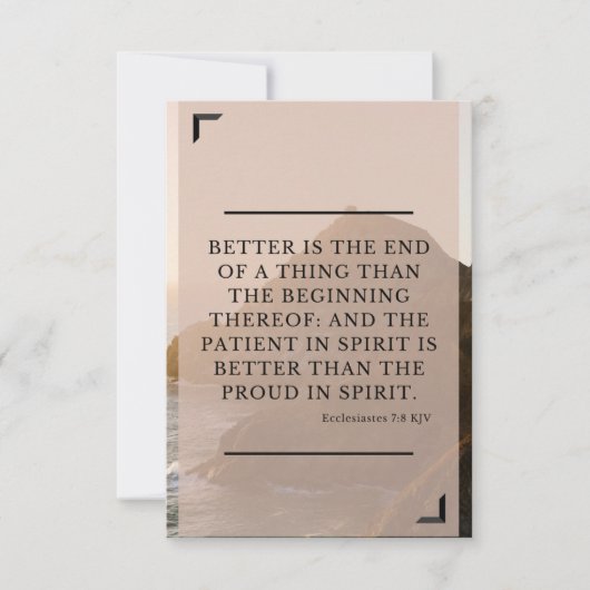 Ecclesiast 7:8 KJV Bijbel Verse Pic Flat Greeting Kaart (Voorkant)