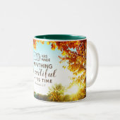 Ecclesiastes 3:11 Hij heeft alles mooi gemaakt Tweekleurige Koffiemok (Voorkant rechts)