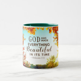 Ecclesiastes 3:11 Hij heeft alles mooi gemaakt Tweekleurige Koffiemok