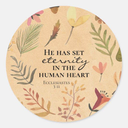 Ecclesiastes 3:11 Hij heeft eeuwigheid in het hart Ronde Sticker (Voorkant)