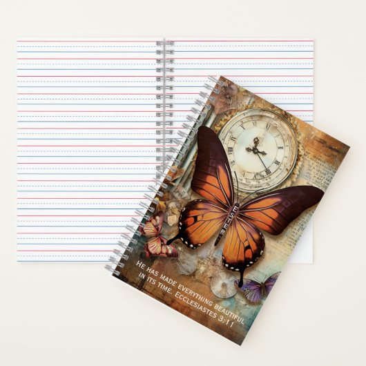 Ecclesiastes 3:11 Journal Butterfly Clock Notebook Notitieboek (Binnen)