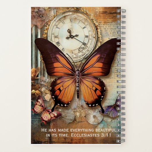 Ecclesiastes 3:11 Journal Butterfly Clock Notebook Notitieboek (Achterkant)