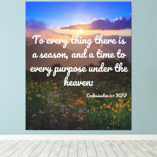 Ecclesiastes 3:1 bijbelverse KJV Pic Wall Art Canvas Afdruk (Insitu (Houten vloer))