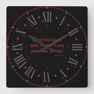 Ecclesiastes 3:1 KJV Bijbel Verse II Roman Numeral Vierkante Klok