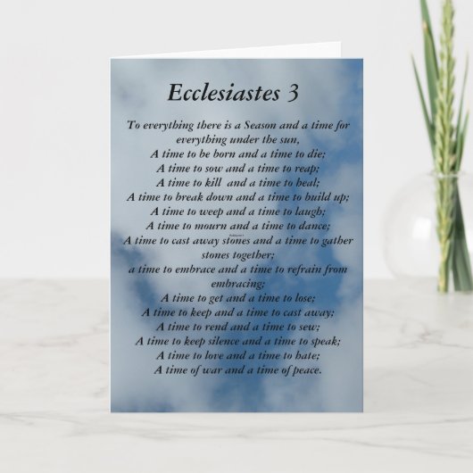Ecclesiastes 3 vers op lucht achtergrond kaart (Voorkant)